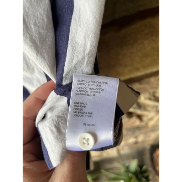 Urban Outfitters Mens Navy Blue White Striped Short Sleeve Button Down Shirt - Picture 4 of 7